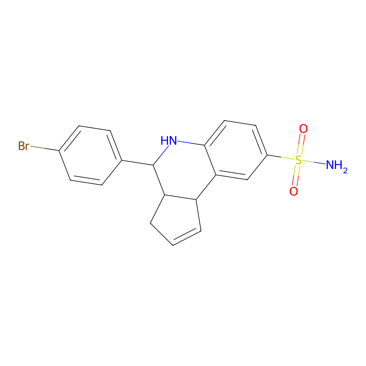 4-(4-bromophenyl)-3a,4,5,9b-tetrahydro-3H-cyclopenta(c)quinoline-8-sulfonamide molecular structure, CAS 360791-49-7