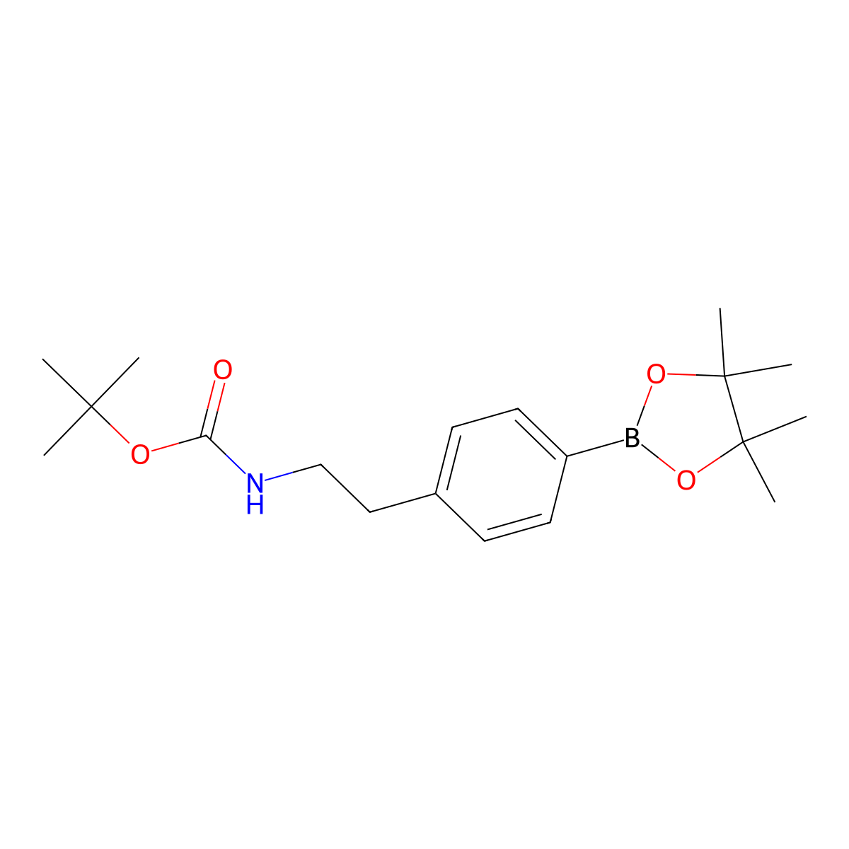 tert-butyl N-{2-[4-(tetramethyl-1,3,2-dioxaborolan-2-yl)phenyl]ethyl}carbamate molecular structure, CAS 360792-43-4