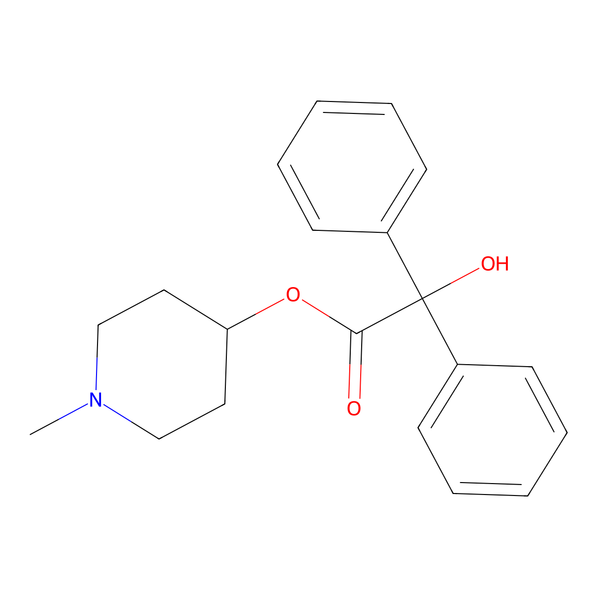 1-Methyl-4-piperidyl benzilate molecular structure, CAS 3608-67-1