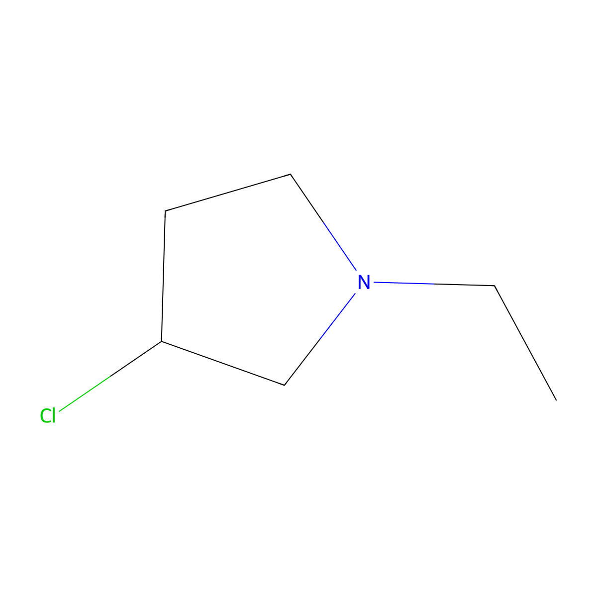 3-Chloro-1-ethylpyrrolidine molecular structure, CAS 3608-70-6