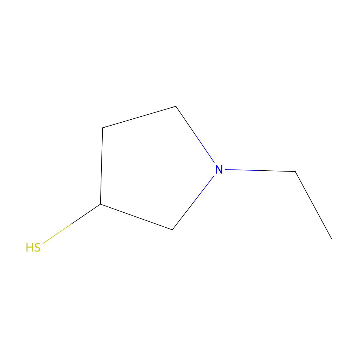 1-Ethyl-pyrrolidine-3-thiol molecular structure, CAS 3608-72-8