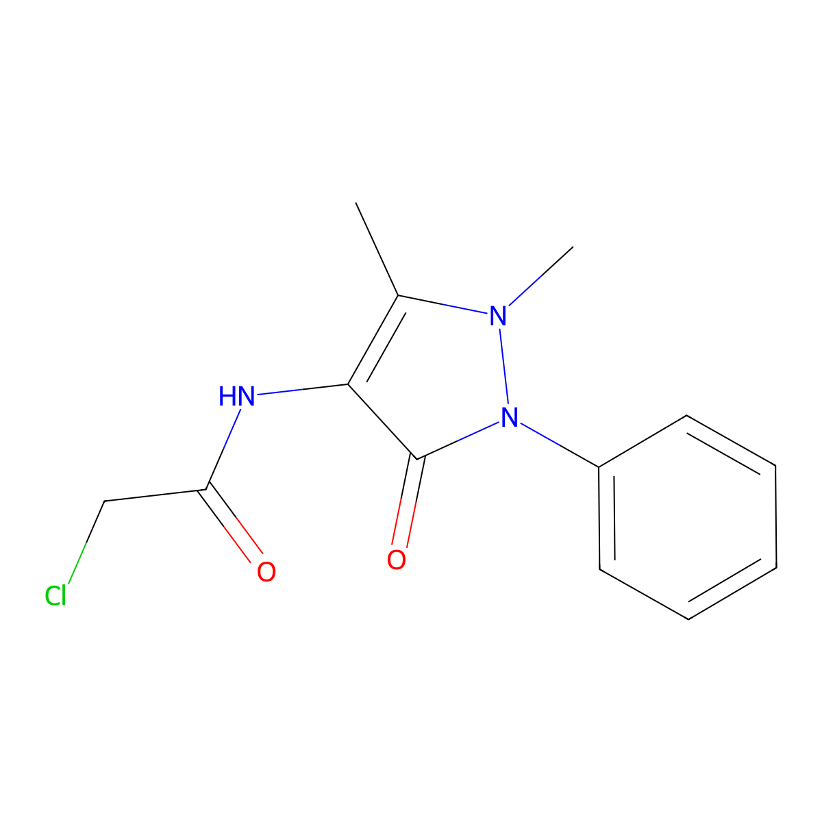 2-chloro-N-(1,5-dimethyl-3-oxo-2-phenyl-2,3-dihydro-1H-pyrazol-4-yl)acetamide molecular structure, CAS 3608-86-4
