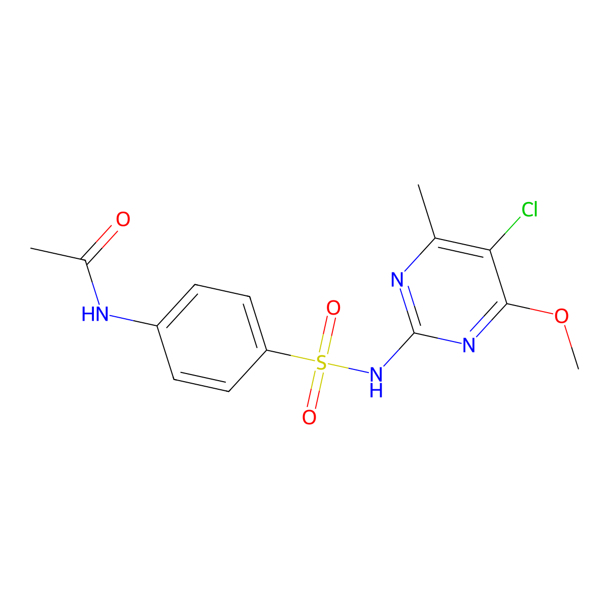 N-[4-[(5-chloro-4-methoxy-6-methylpyrimidin-2-yl)sulfamoyl]phenyl]acetamide molecular structure, CAS 36082-25-4