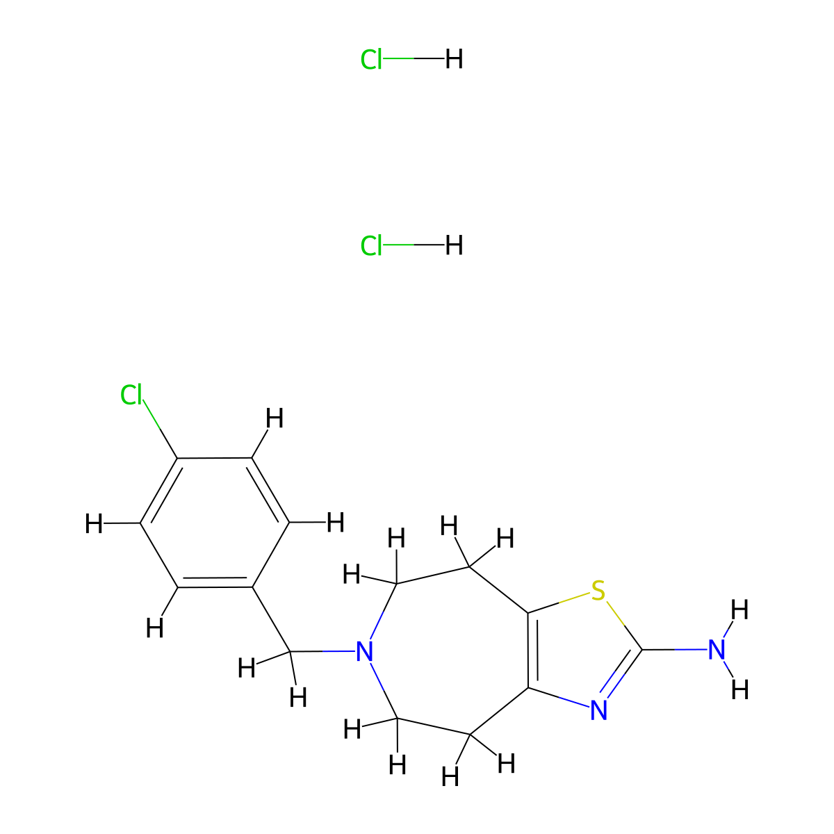 4H-Thiazolo(4,5-d)azepin-2-amine, 5,6,7,8-tetrahydro-6-((4-chlorophenyl)methyl)-, dihydrochloride molecular structure, CAS 36085-44-6