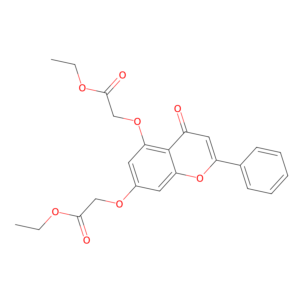 Acetic acid, 2,2'-((4-oxo-2-phenyl-4H-1-benzopyran-5,7-diyl)bis(oxy))bis-, diethyl ester molecular structure, CAS 36086-89-2