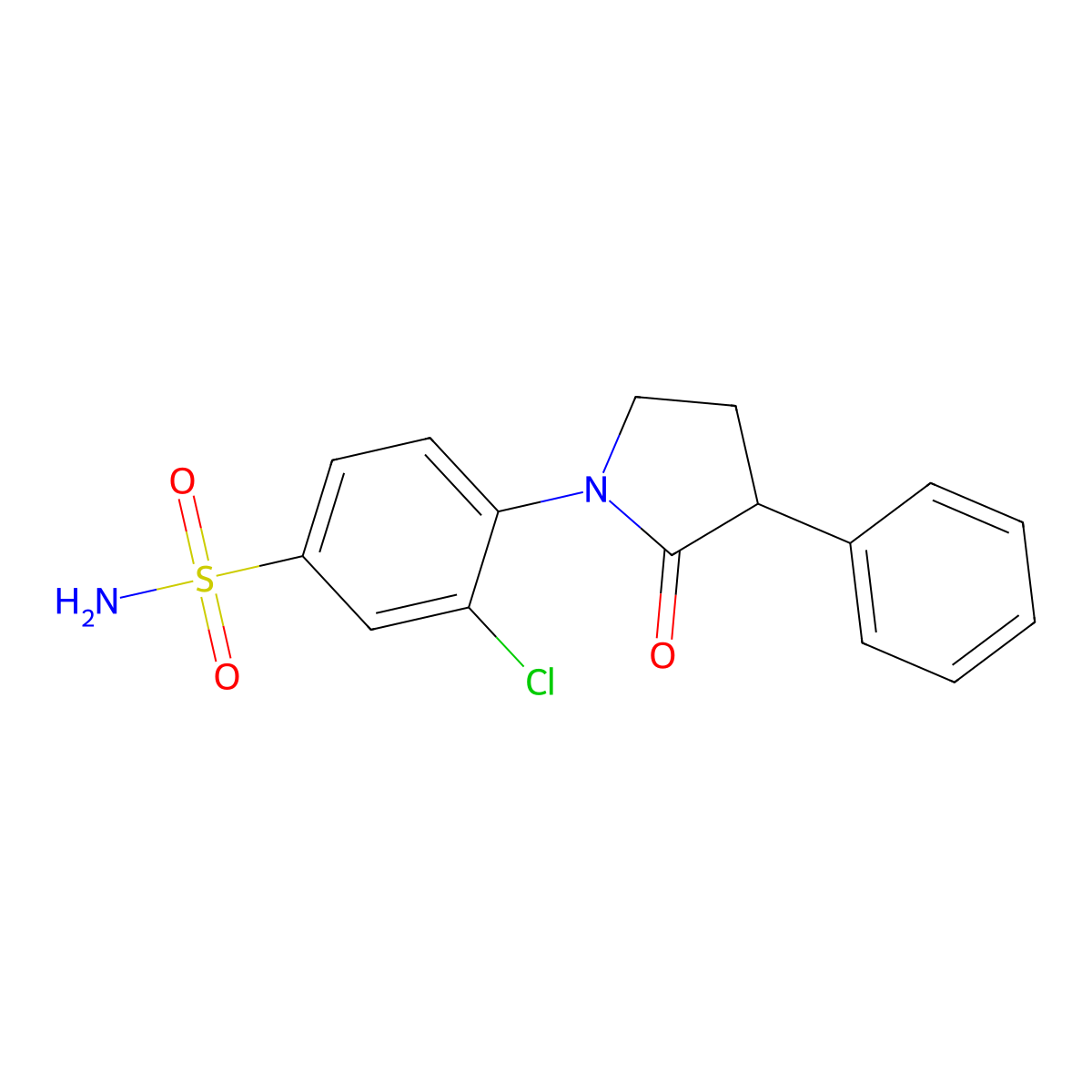 Benzenesulfonamide, 3-chloro-4-(2-oxo-3-phenyl-1-pyrrolidinyl)- molecular structure, CAS 36090-36-5