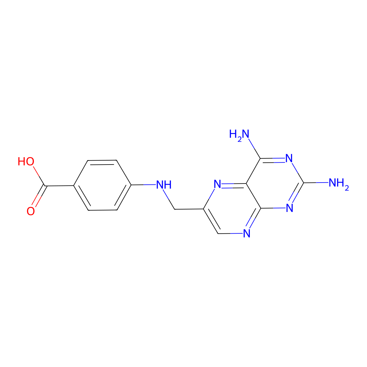 4-(N-((2,4-diamino-6-pteridinyl)methyl)amino)benzoic acid molecular structure, CAS 36093-85-3
