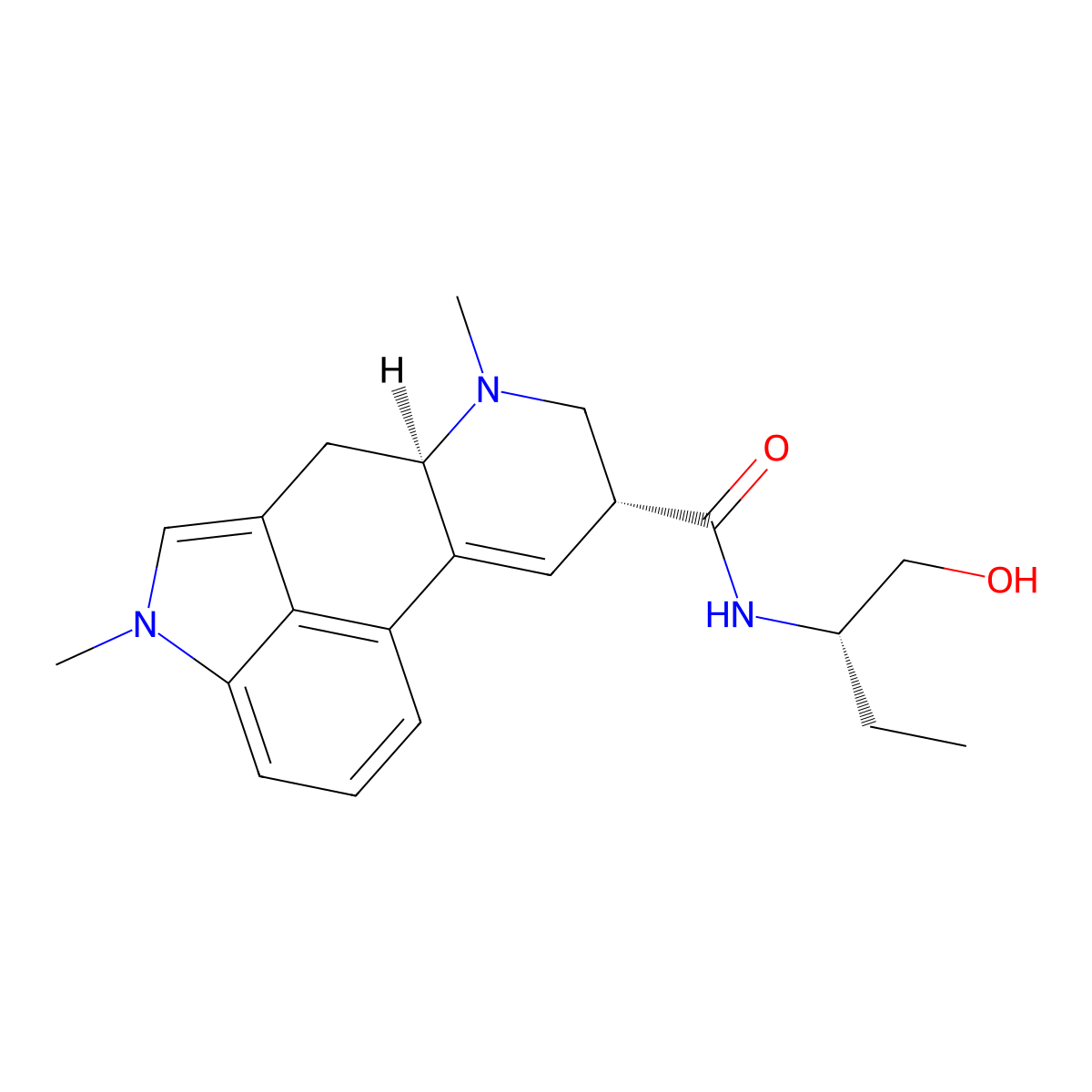 Methysergide molecular structure, CAS 361-37-5