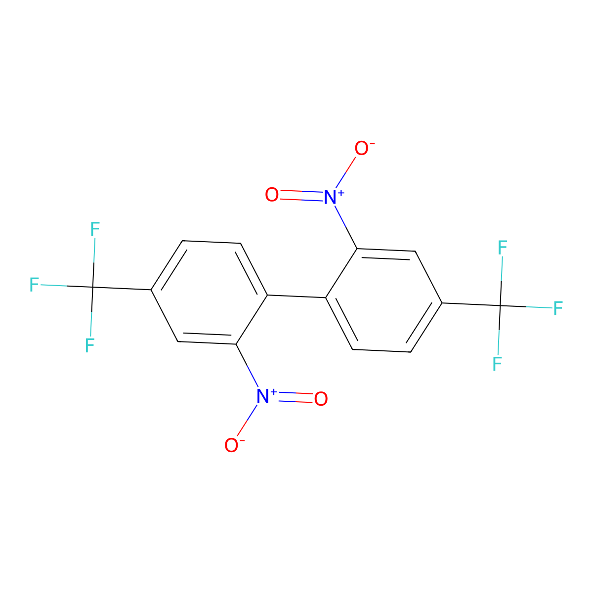 2,2'-Dinitro-4,4'-bis(trifluoromethyl)-1,1'-biphenyl molecular structure, CAS 361-93-3