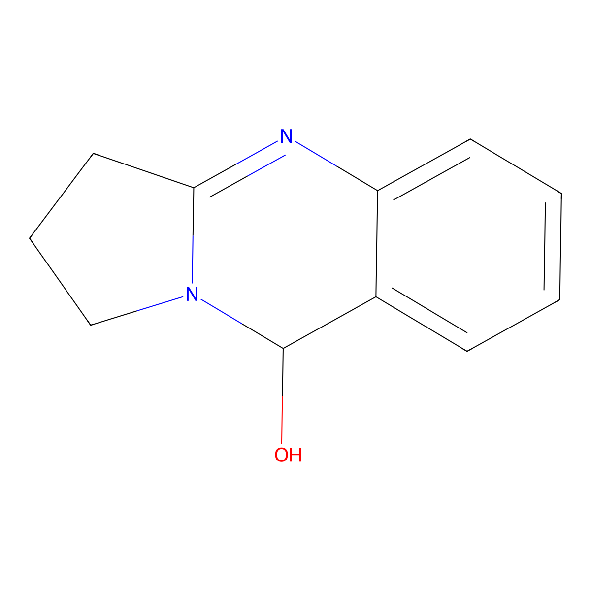 1,2,3,9-Tetrahydropyrrolo(2,1-b)quinazolin-9-ol molecular structure, CAS 36101-54-9