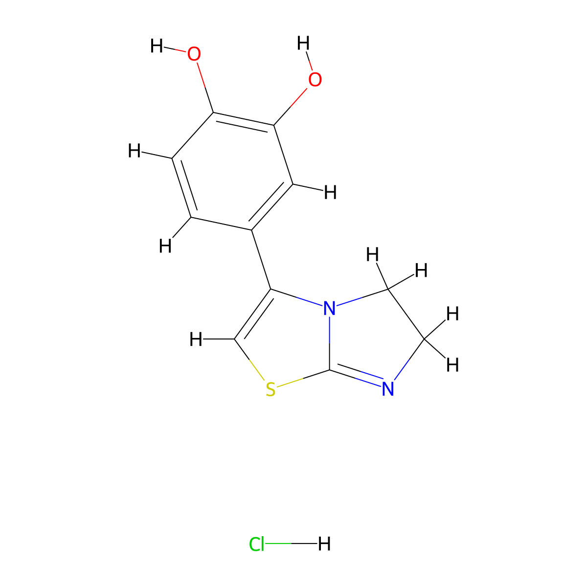 3-(3,4-Dihydroxyphenyl)-5,6-dihydroimidazo(2,1-B)thiazole hydrochloride molecular structure, CAS 36104-20-8