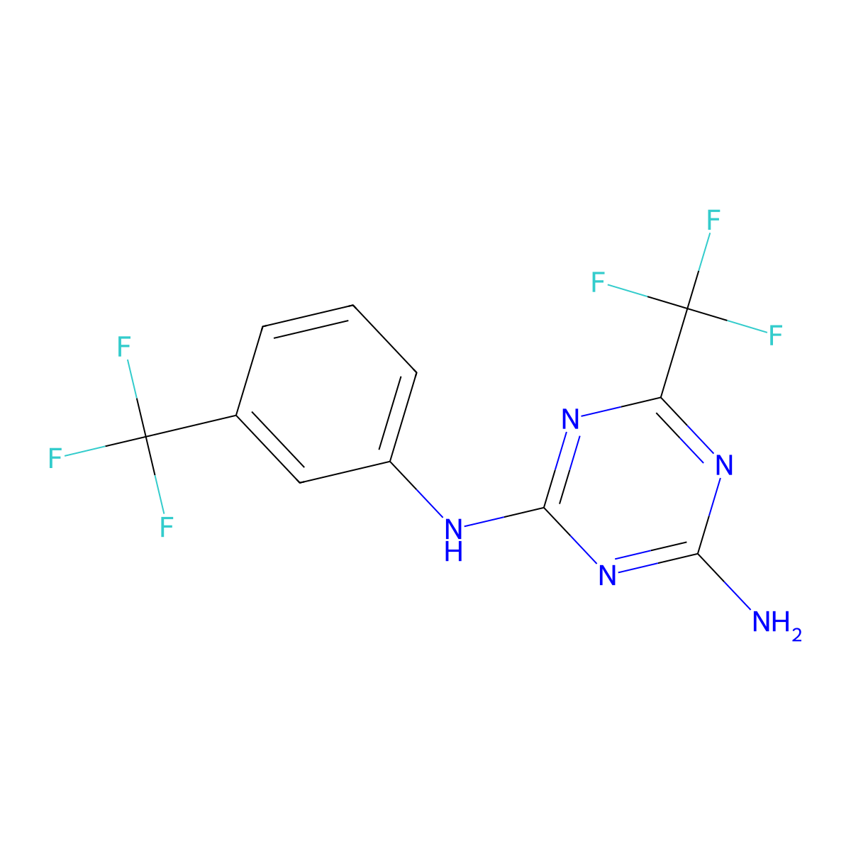 6-(trifluoromethyl)-N-[3-(trifluoromethyl)phenyl]-1,3,5-triazine-2,4-diamine molecular structure, CAS 36108-11-9
