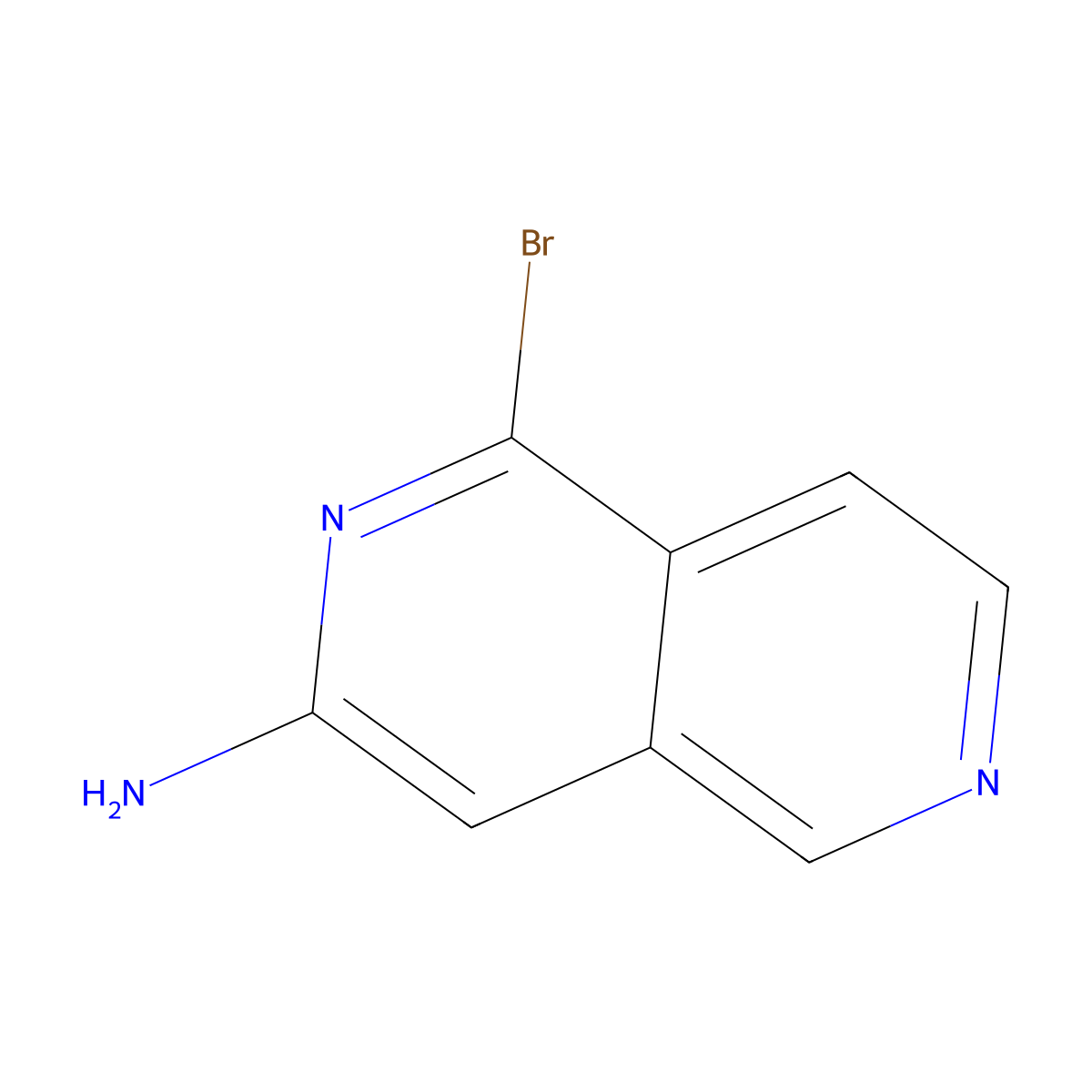 3-Amino-1-bromo-2,6-naphthyridine molecular structure, CAS 3611-11-8