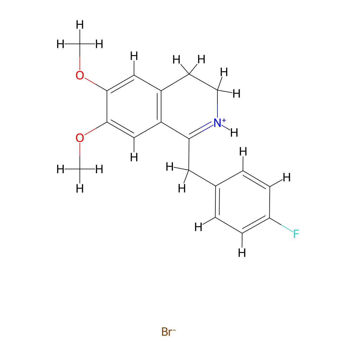Isoquinoline, 3,4-dihydro-6,7-dimethoxy-1-(p-fluorobenzyl)-, hydrobromide molecular structure, CAS 36113-30-1