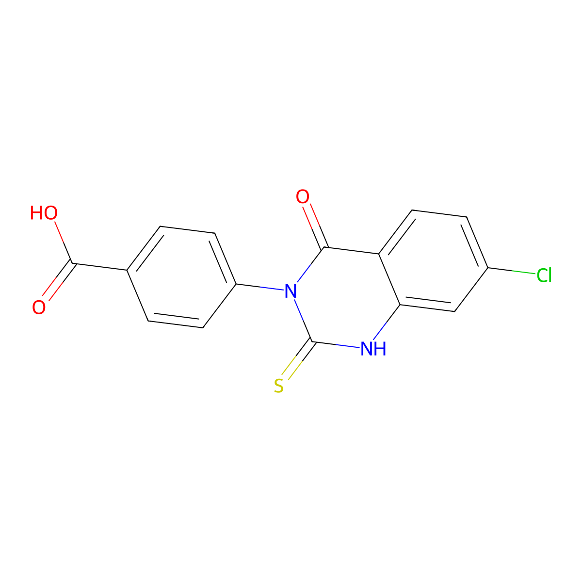 4-(7-chloro-4-oxo-2-sulfanylidene-1H-quinazolin-3-yl)benzoic Acid molecular structure, CAS 361149-98-6