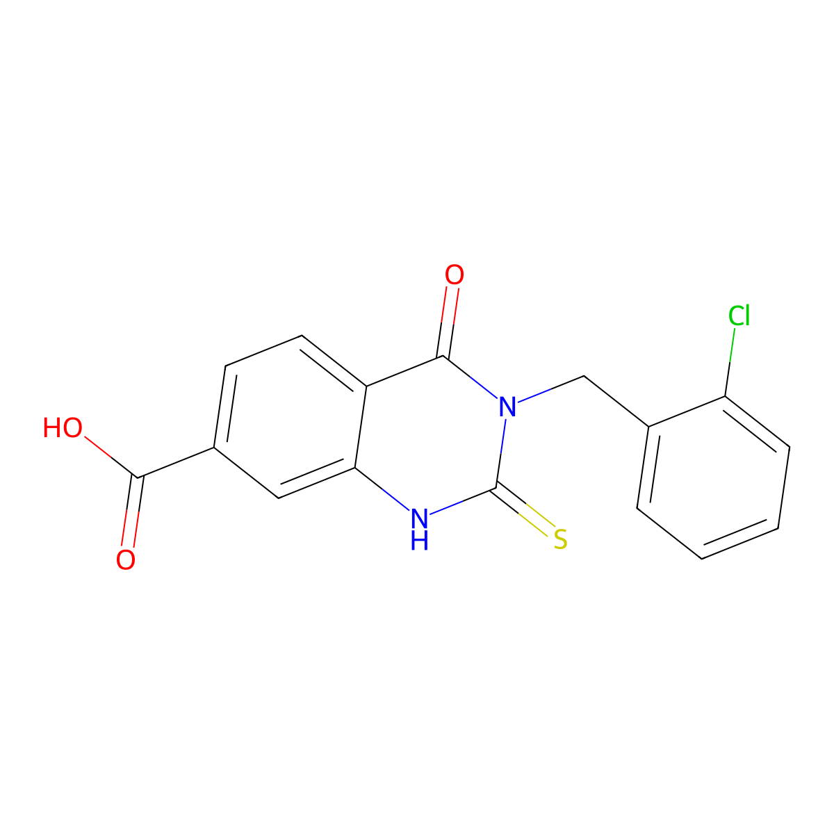 3-[(2-Chlorophenyl)methyl]-4-oxo-2-sulfanyl-3,4-dihydroquinazoline-7-carboxylic acid molecular structure, CAS 361150-31-4