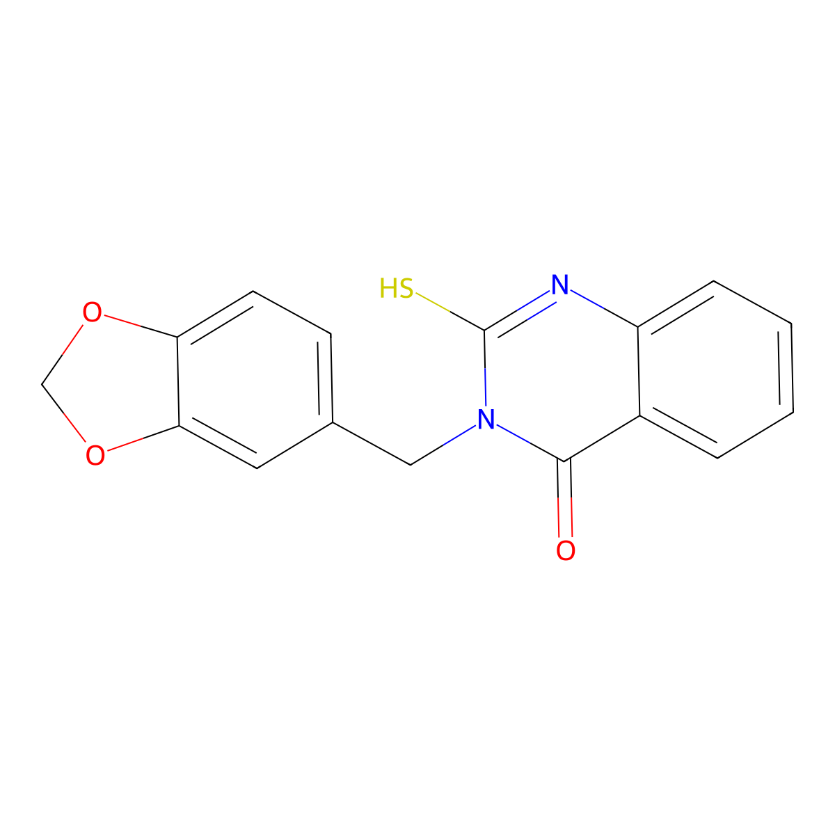 3-(1,3-benzodioxol-5-ylmethyl)-2-thioxo-2,3-dihydroquinazolin-4(1H)-one molecular structure, CAS 361150-56-3
