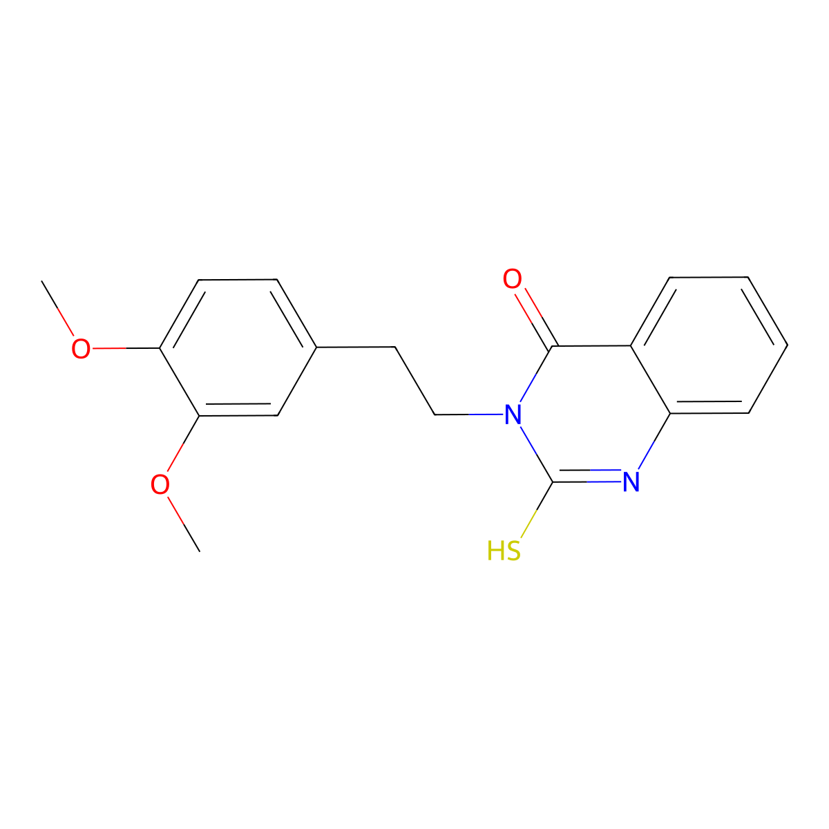 3-[2-(3,4-Dimethoxy-phenyl)-ethyl]-2-mercapto-3H-quinazolin-4-one molecular structure, CAS 361150-63-2