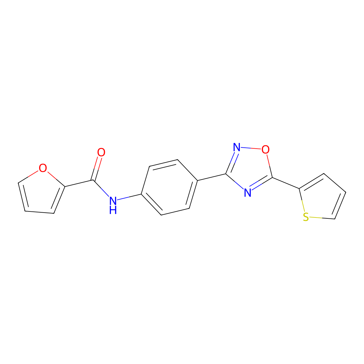 N-[4-(5-thiophen-2-yl-1,2,4-oxadiazol-3-yl)phenyl]furan-2-carboxamide molecular structure, CAS 361153-42-6