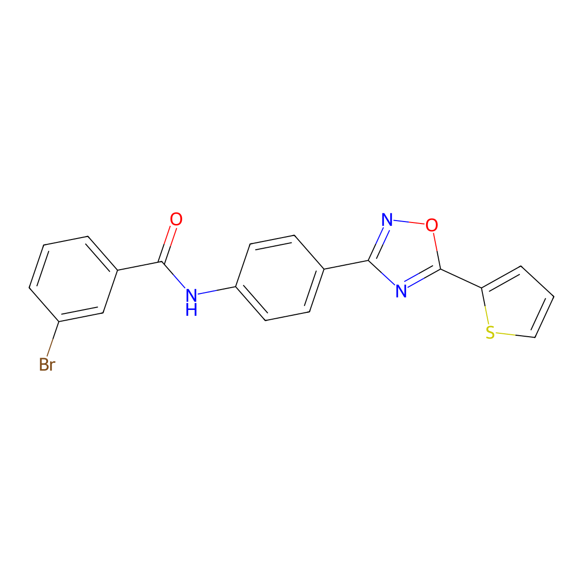 3-bromo-N-[4-(5-thiophen-2-yl-1,2,4-oxadiazol-3-yl)phenyl]benzamide molecular structure, CAS 361153-52-8