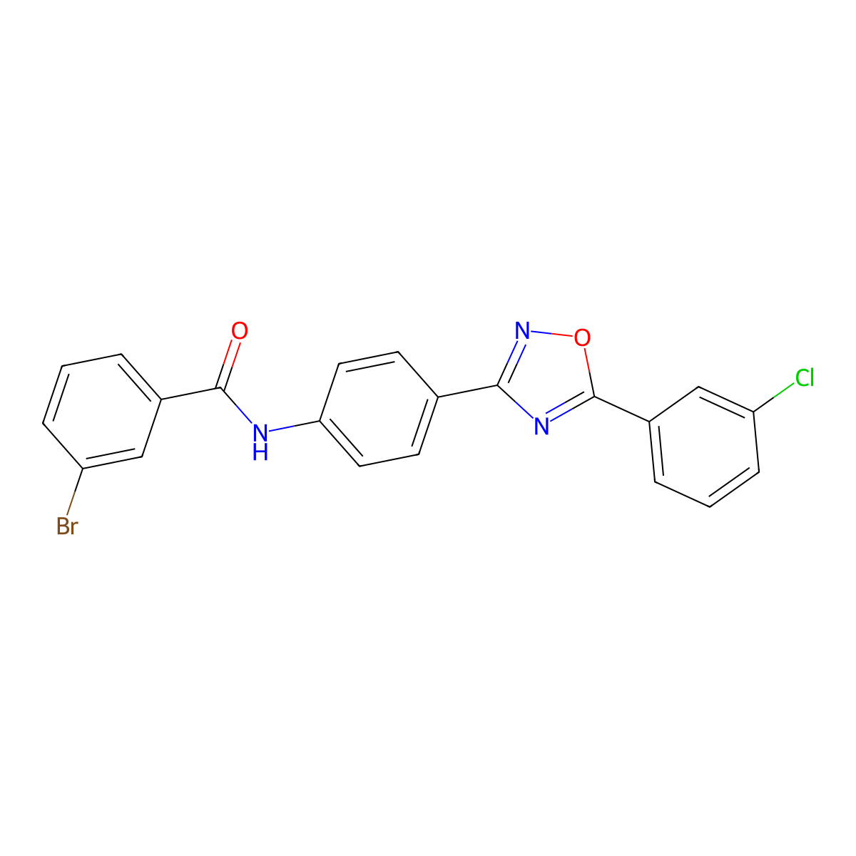 3-bromo-N-{4-[5-(3-chlorophenyl)-1,2,4-oxadiazol-3-yl]phenyl}benzamide molecular structure, CAS 361153-56-2