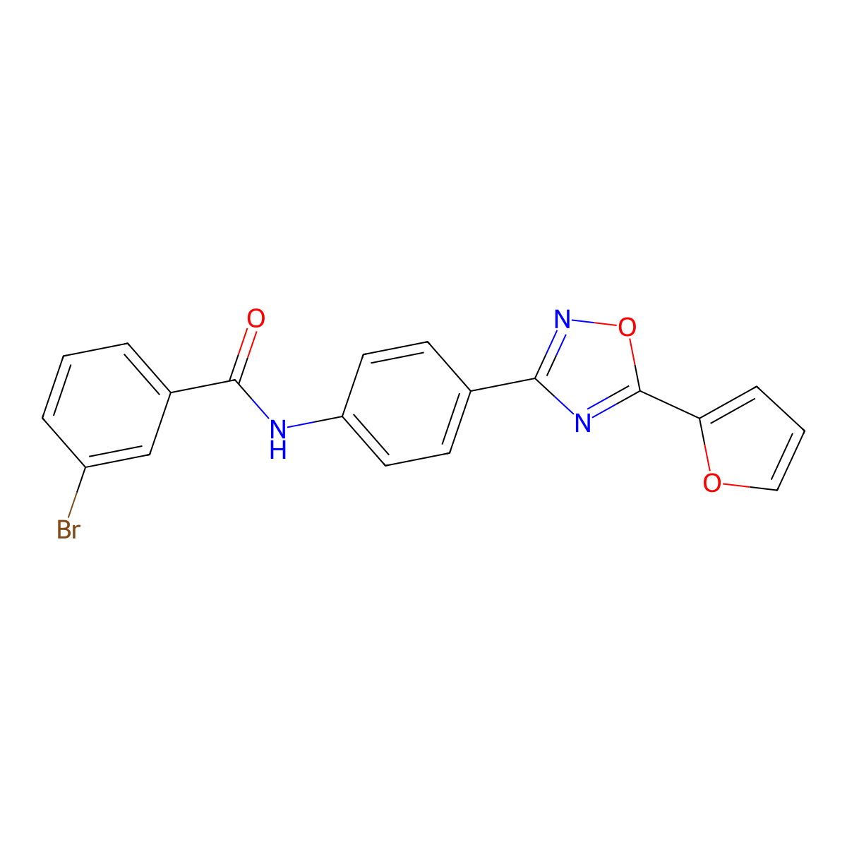 3-bromo-N-[4-[5-(furan-2-yl)-1,2,4-oxadiazol-3-yl]phenyl]benzamide molecular structure, CAS 361153-57-3