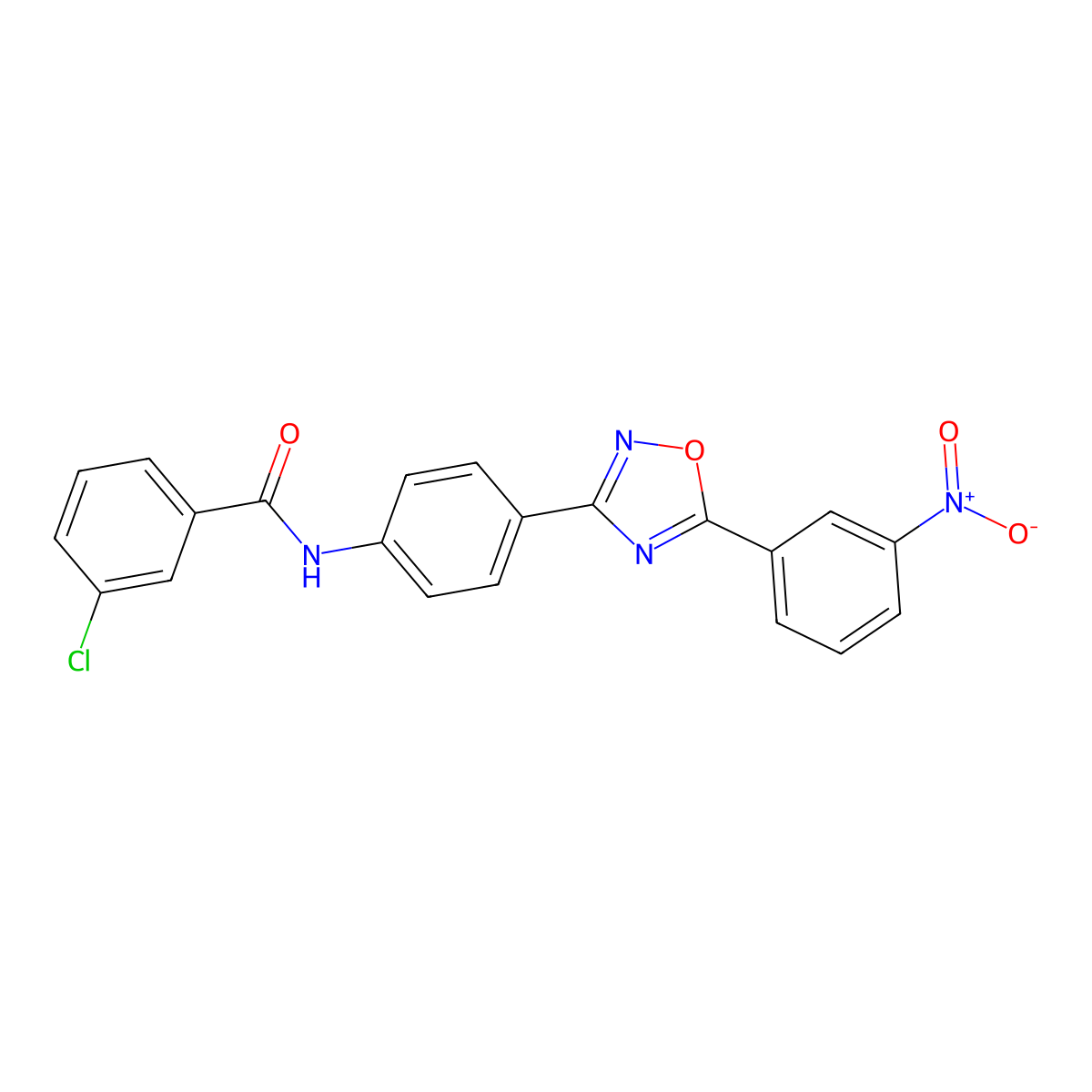 3-chloro-N-[4-[5-(3-nitrophenyl)-1,2,4-oxadiazol-3-yl]phenyl]benzamide molecular structure, CAS 361153-69-7