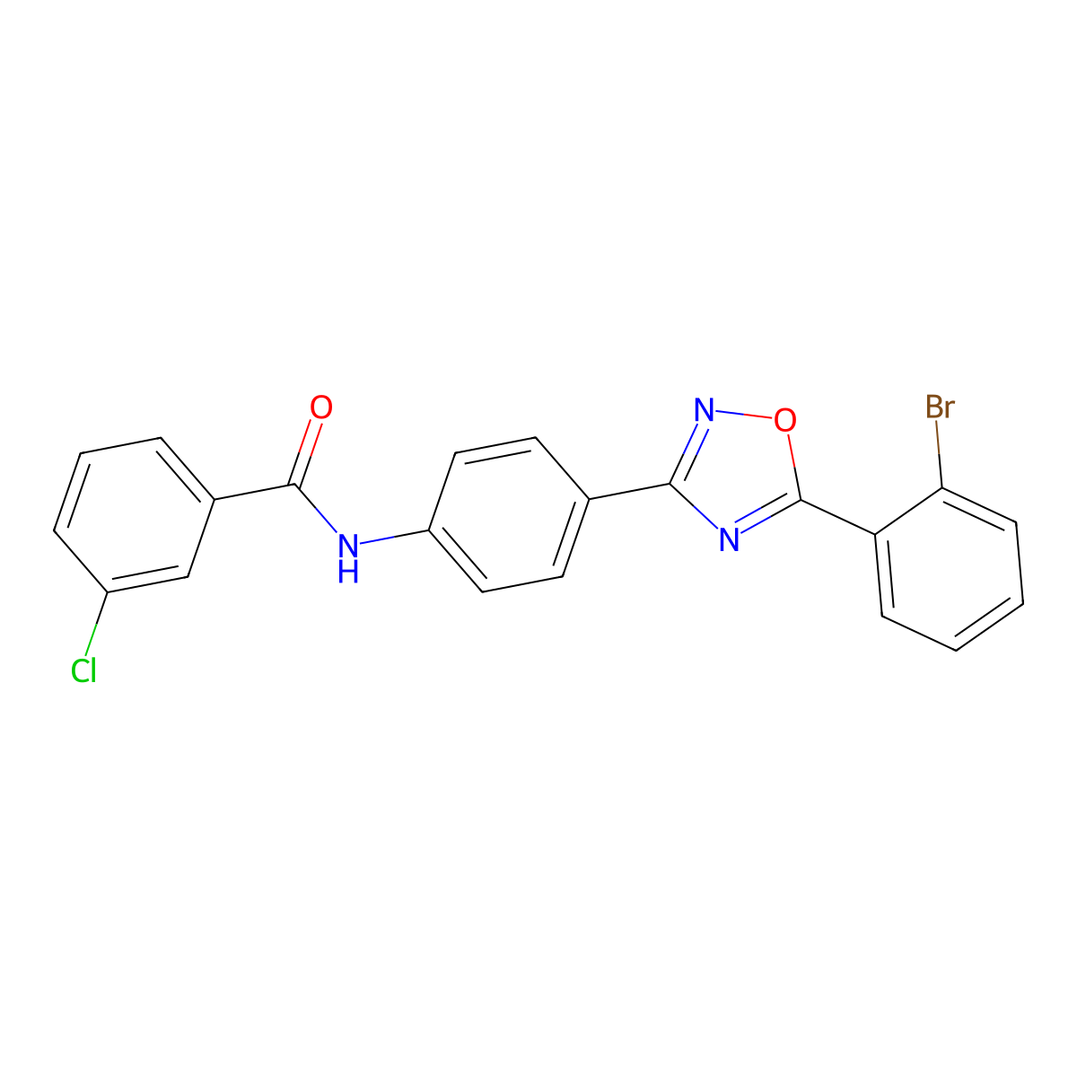 N-{4-[5-(2-bromophenyl)-1,2,4-oxadiazol-3-yl]phenyl}-3-chlorobenzamide molecular structure, CAS 361153-72-2