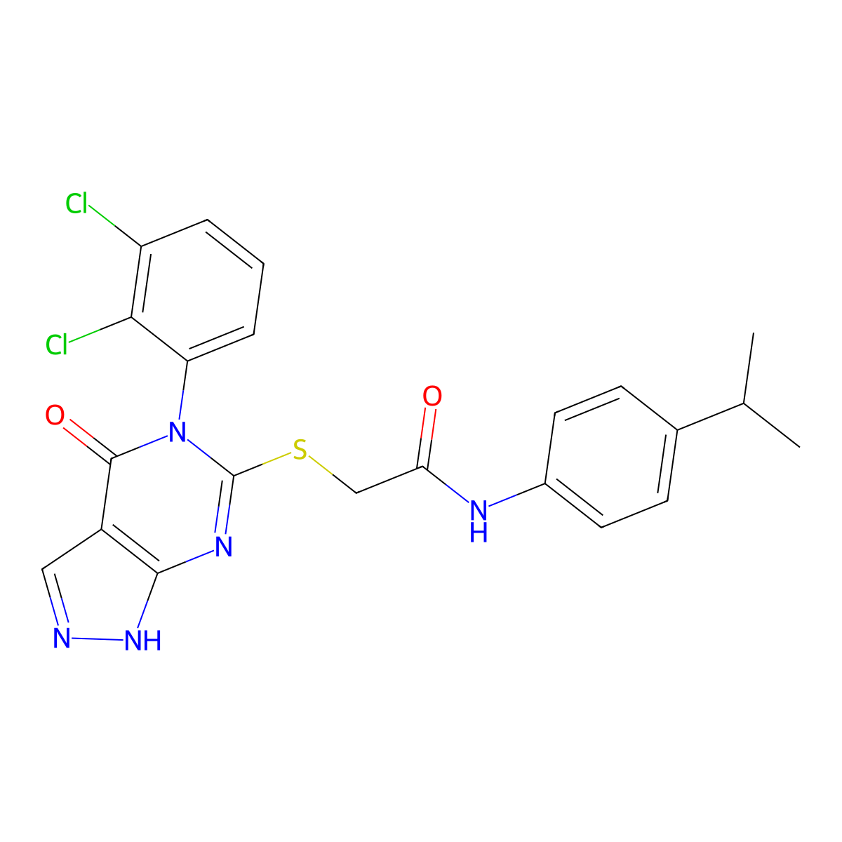 2-[[5-(2,3-dichlorophenyl)-4-oxo-1H-pyrazolo[3,4-d]pyrimidin-6-yl]sulfanyl]-N-(4-propan-2-ylphenyl)acetamide molecular structure, CAS 361156-27-6