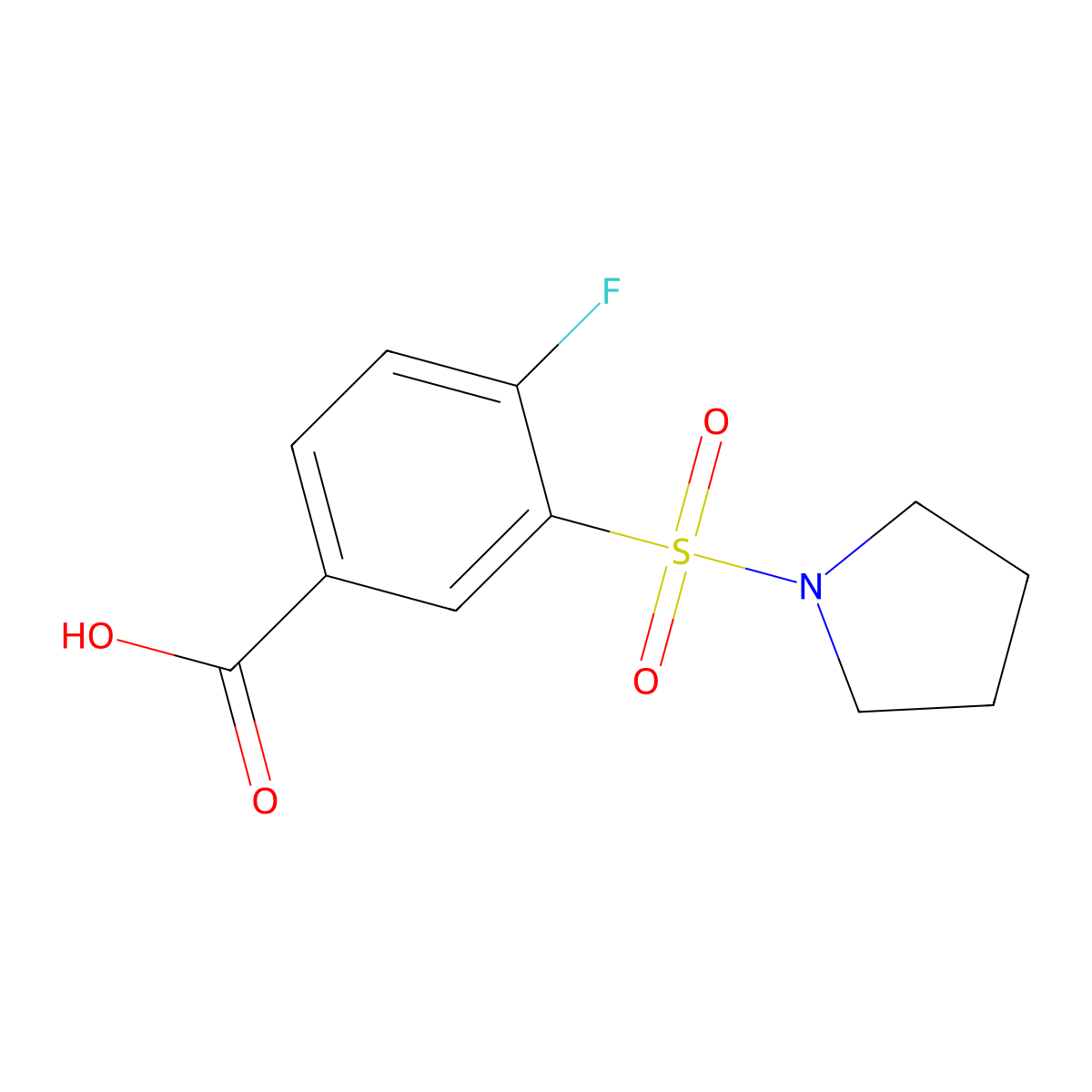 4-Fluoro-3-(pyrrolidine-1-sulfonyl)benzoic acid molecular structure, CAS 361157-90-6
