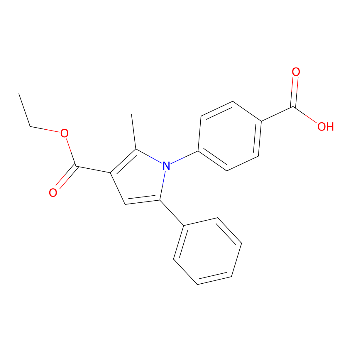 4-[3-(Ethoxycarbonyl)-2-methyl-5-phenyl-1H-pyrrol-1-yl]benzoic acid molecular structure, CAS 361158-00-1