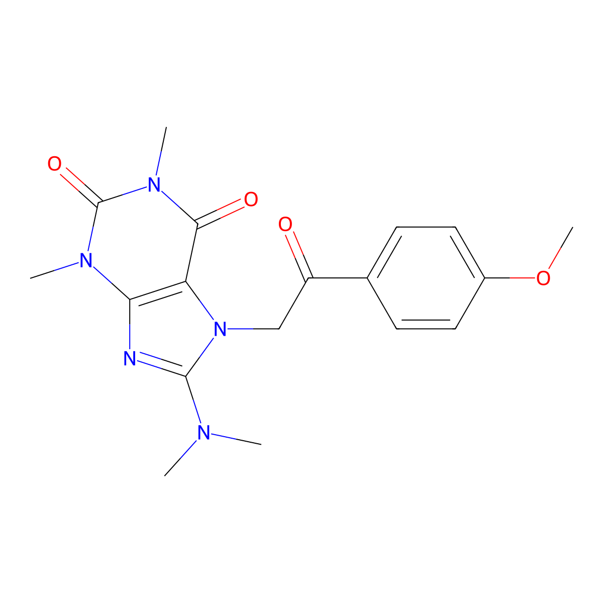 8-(dimethylamino)-7-[2-(4-methoxyphenyl)-2-oxoethyl]-1,3-dimethyl-3,7-dihydro-1H-purine-2,6-dione molecular structure, CAS 361158-09-0