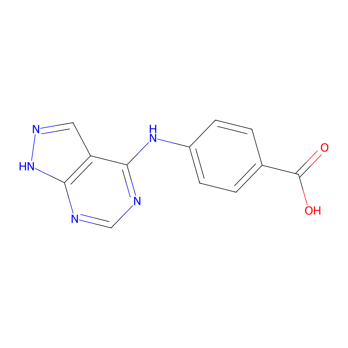 4-(1H-pyrazolo[3,4-d]pyrimidin-4-ylamino)benzoic acid molecular structure, CAS 361158-11-4