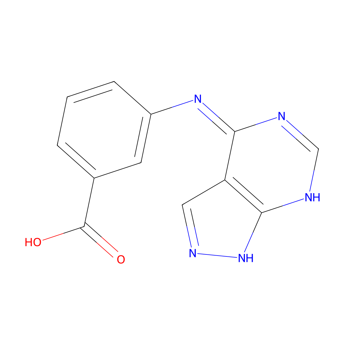 3-((1H-pyrazolo[3,4-d]pyrimidin-4-yl)amino)benzoic acid molecular structure, CAS 361158-12-5