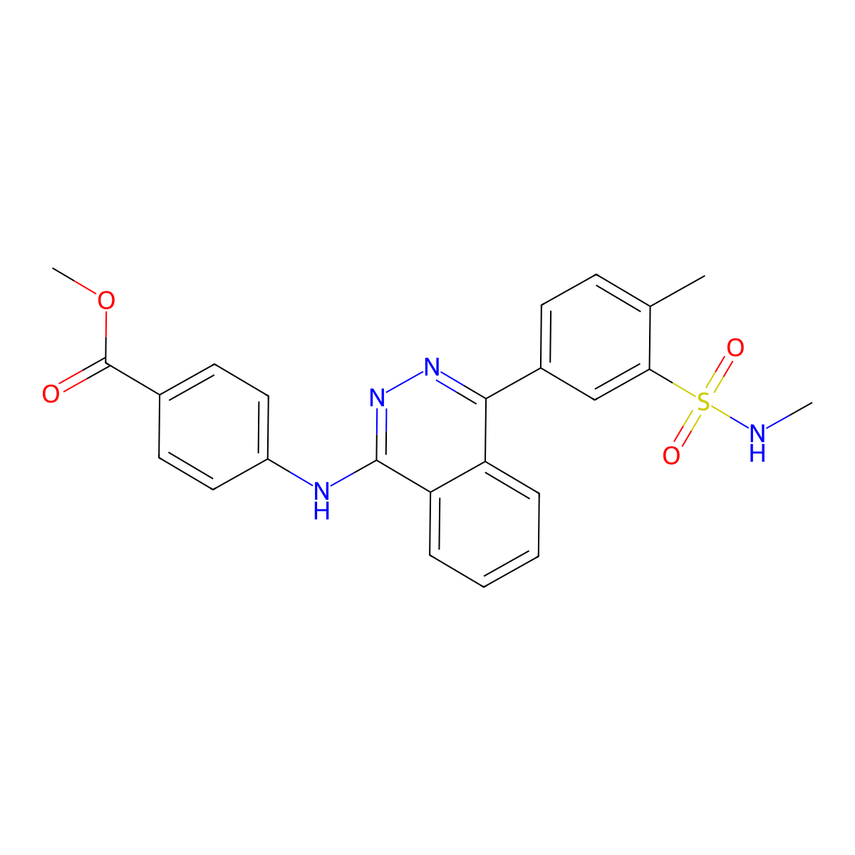 Methyl 4-({4-[4-methyl-3-(methylsulfamoyl)phenyl]phthalazin-1-yl}amino)benzoate molecular structure, CAS 361158-13-6