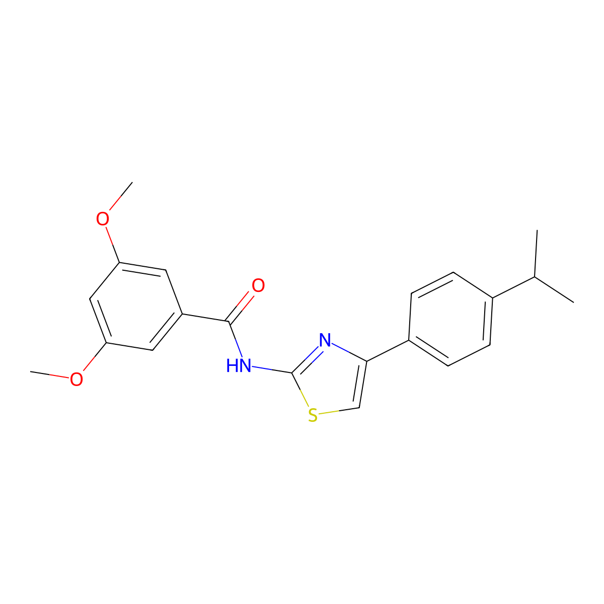 N-(4-(4-isopropylphenyl)thiazol-2-yl)-3,5-dimethoxybenzamide molecular structure, CAS 361158-57-8