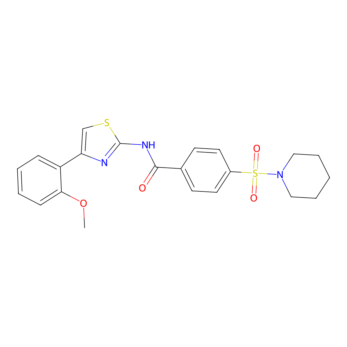 N-(4-(2-methoxyphenyl)thiazol-2-yl)-4-(piperidin-1-ylsulfonyl)benzamide molecular structure, CAS 361158-66-9