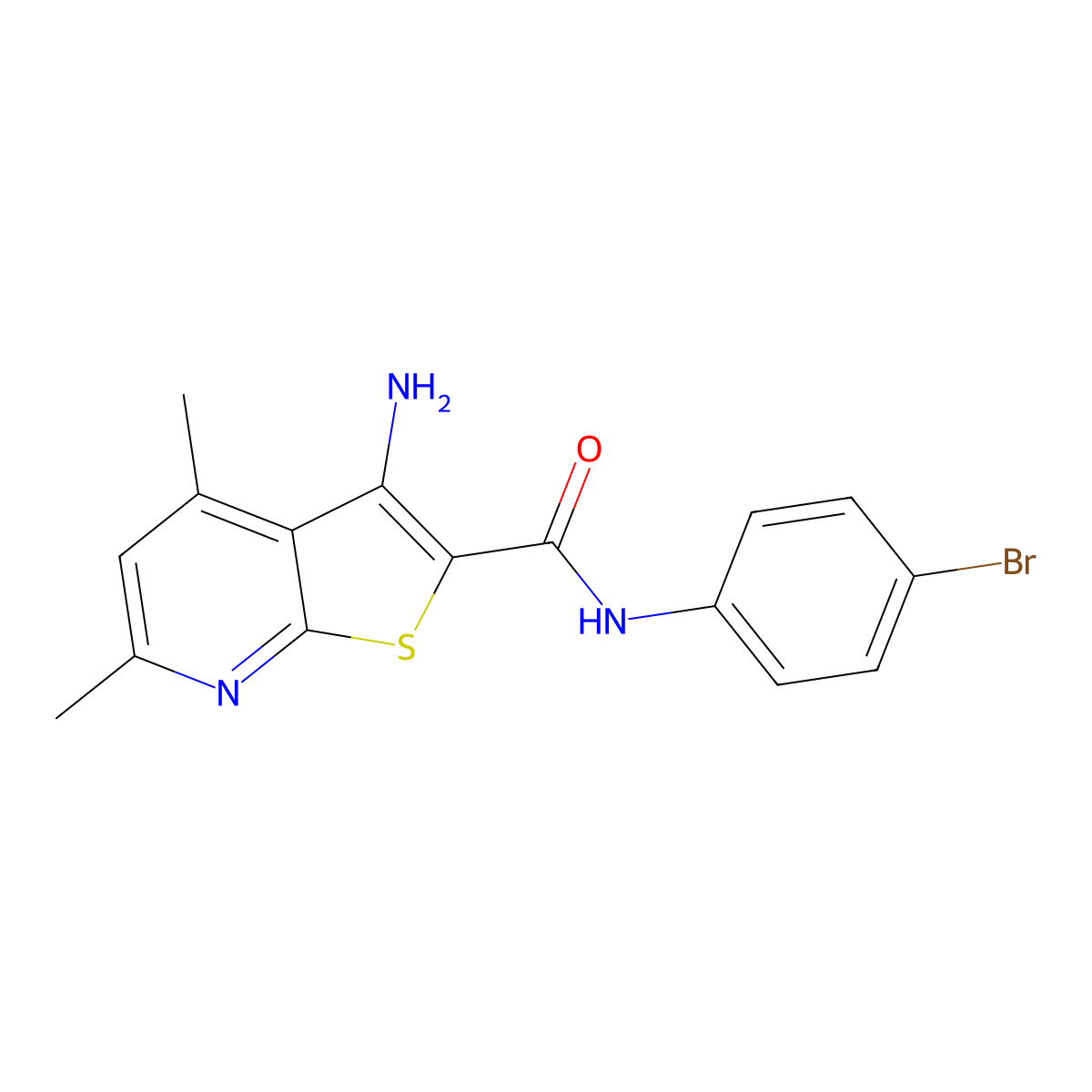3-amino-N-(4-bromophenyl)-4,6-dimethylthieno[2,3-b]pyridine-2-carboxamide molecular structure, CAS 361158-72-7