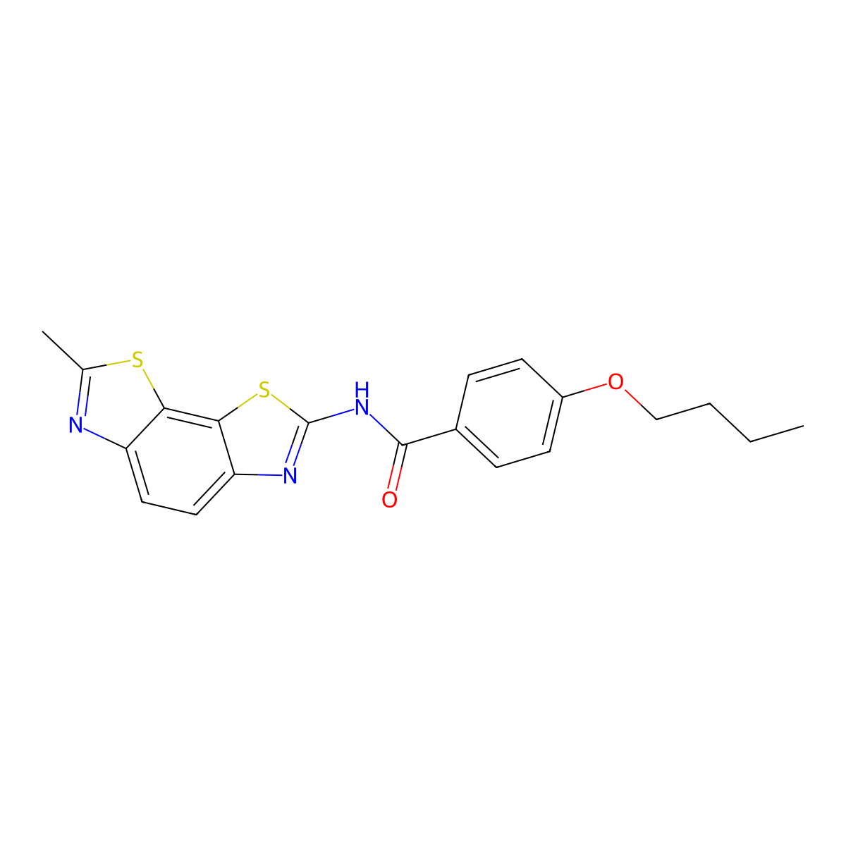 4-butoxy-N-(7-methyl-[1,3]thiazolo[4,5-g][1,3]benzothiazol-2-yl)benzamide molecular structure, CAS 361158-92-1