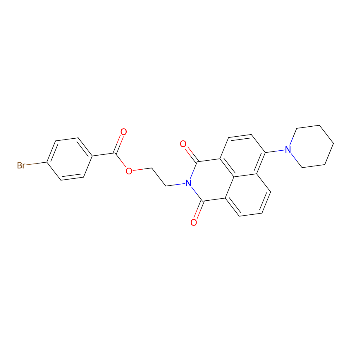 2-(1,3-dioxo-6-(piperidin-1-yl)-1H-benzo[de]isoquinolin-2(3H)-yl)ethyl 4-bromobenzoate molecular structure, CAS 361159-04-8