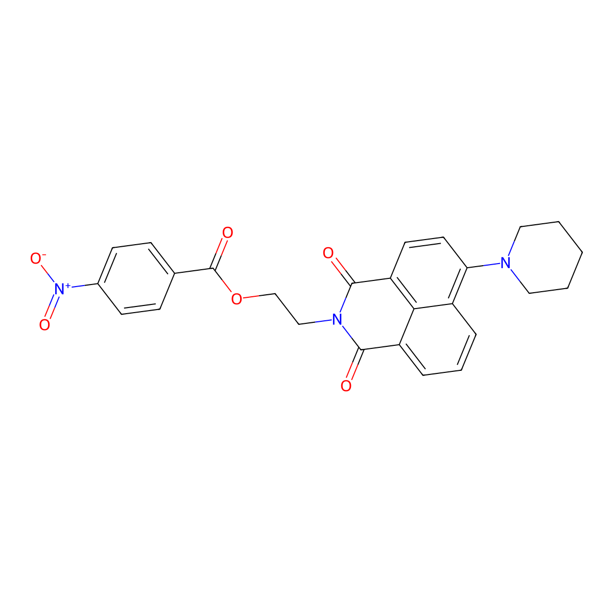 2-(1,3-dioxo-6-(piperidin-1-yl)-1H-benzo[de]isoquinolin-2(3H)-yl)ethyl 4-nitrobenzoate molecular structure, CAS 361159-05-9