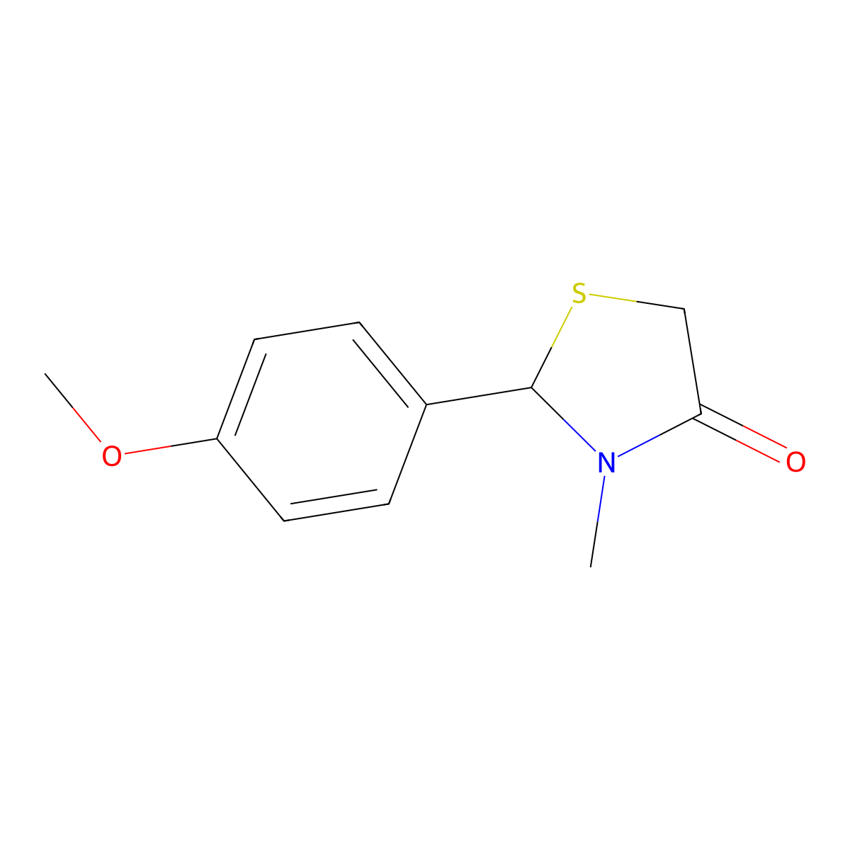 2-(4-Methoxyphenyl)-3-methyl-1,3-thiazolidin-4-one molecular structure, CAS 361159-20-8