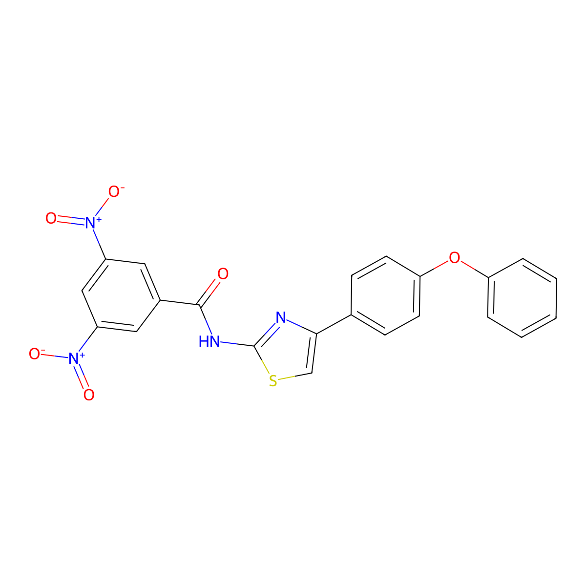 3,5-dinitro-N-[4-(4-phenoxyphenyl)-1,3-thiazol-2-yl]benzamide molecular structure, CAS 361159-25-3
