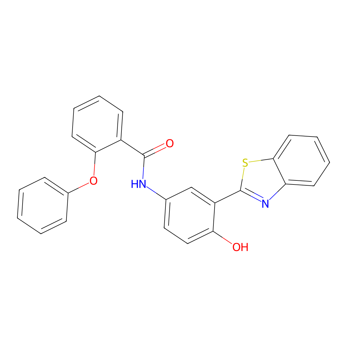 N-(3-(benzo[d]thiazol-2-yl)-4-hydroxyphenyl)-2-phenoxybenzamide molecular structure, CAS 361159-57-1