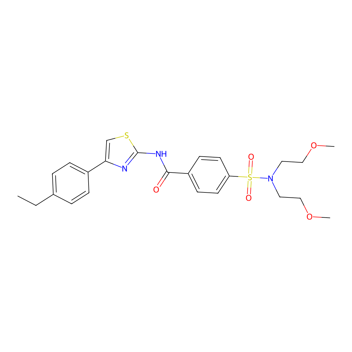 4-[bis(2-methoxyethyl)sulfamoyl]-N-[4-(4-ethylphenyl)-1,3-thiazol-2-yl]benzamide molecular structure, CAS 361159-58-2
