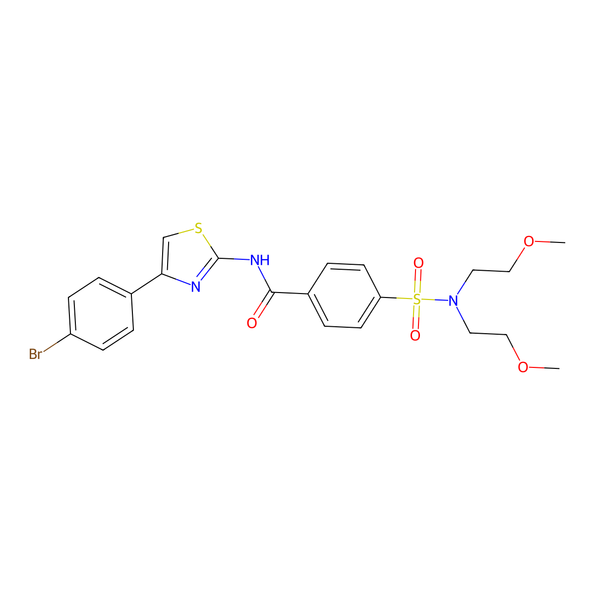 4-[bis(2-methoxyethyl)sulfamoyl]-N-[4-(4-bromophenyl)-1,3-thiazol-2-yl]benzamide molecular structure, CAS 361159-59-3