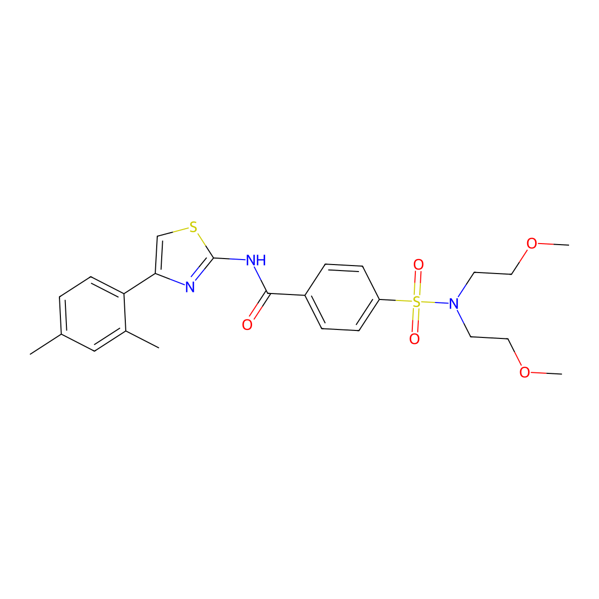 4-[bis(2-methoxyethyl)sulfamoyl]-N-[4-(2,4-dimethylphenyl)-1,3-thiazol-2-yl]benzamide molecular structure, CAS 361159-60-6