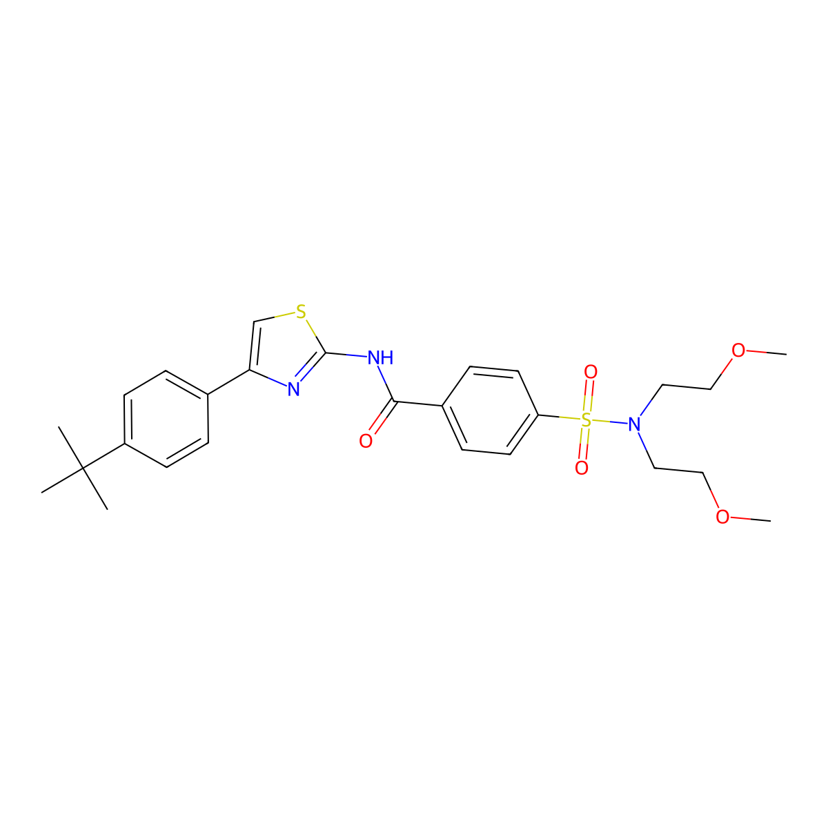 4-[bis(2-methoxyethyl)sulfamoyl]-N-[4-(4-tert-butylphenyl)-1,3-thiazol-2-yl]benzamide molecular structure, CAS 361159-61-7