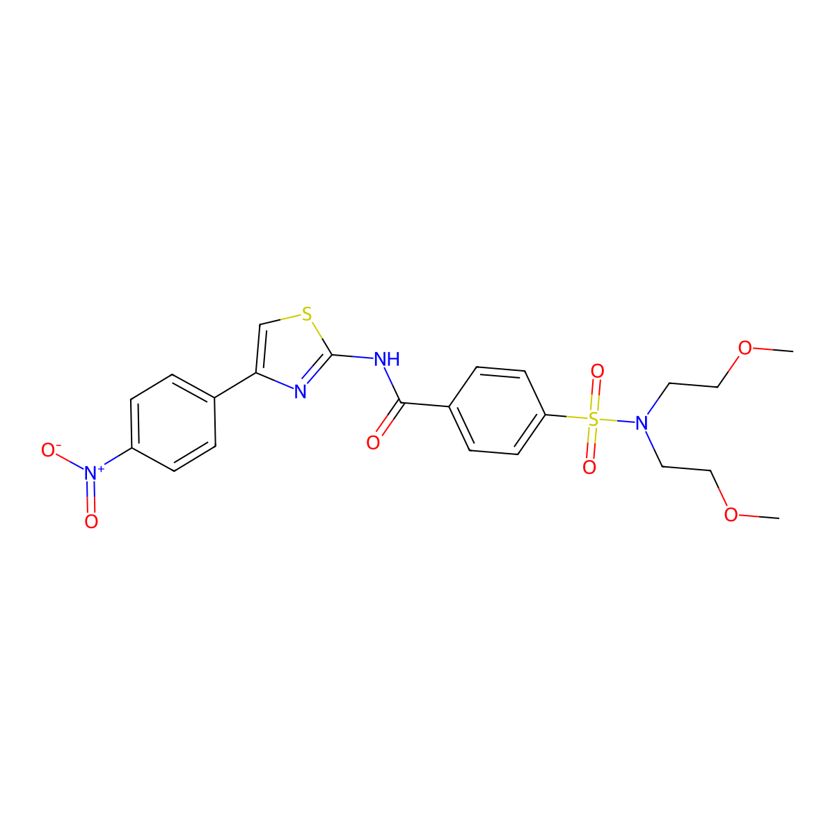 4-[bis(2-methoxyethyl)sulfamoyl]-N-[4-(4-nitrophenyl)-1,3-thiazol-2-yl]benzamide molecular structure, CAS 361159-62-8