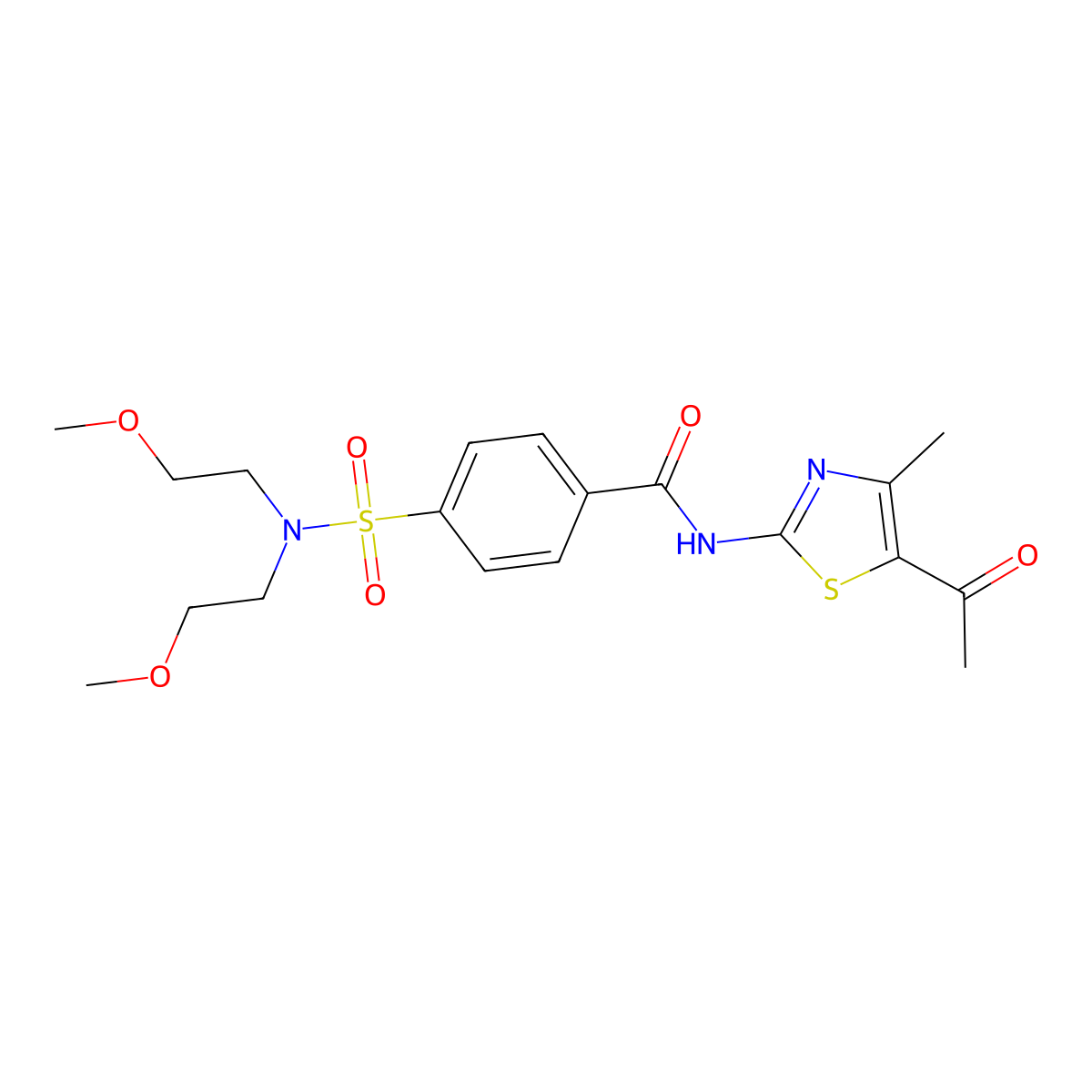 N-(5-acetyl-4-methyl-1,3-thiazol-2-yl)-4-[bis(2-methoxyethyl)sulfamoyl]benzamide molecular structure, CAS 361159-63-9